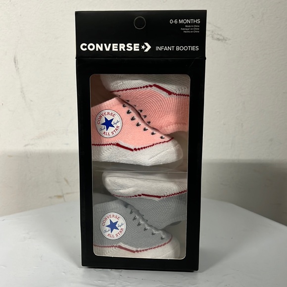 NIB - Converse Infant Booties, Gray and Pink (Size 0-6 Months) - Picture 3 of 7
